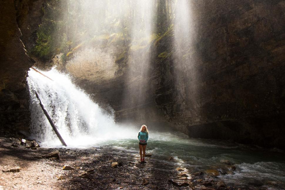 Free Image of Woman at waterfall  