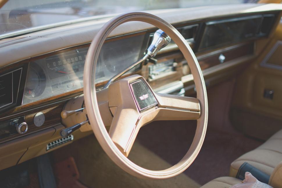 Free Image of Steering wheel of vintage car  