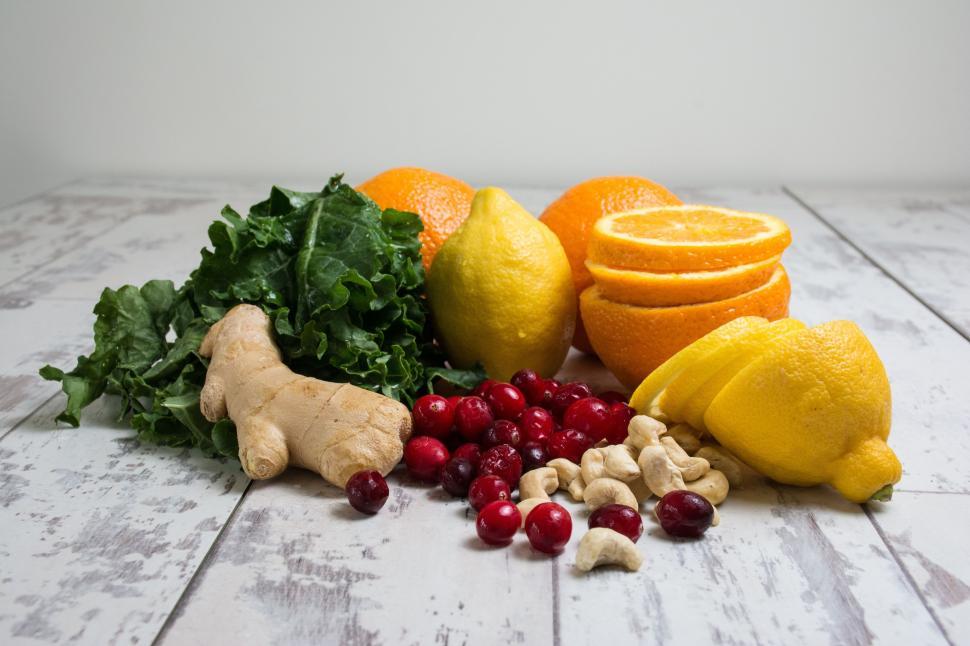 Free Image of Lemon, Oranges, Ginger and Spinach  