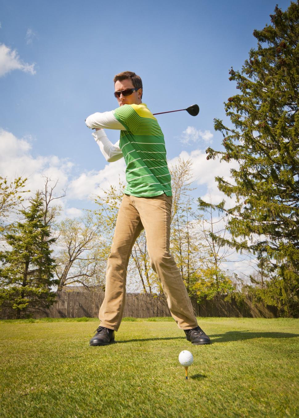 Free Image of Male Golfer Taking a Shot  
