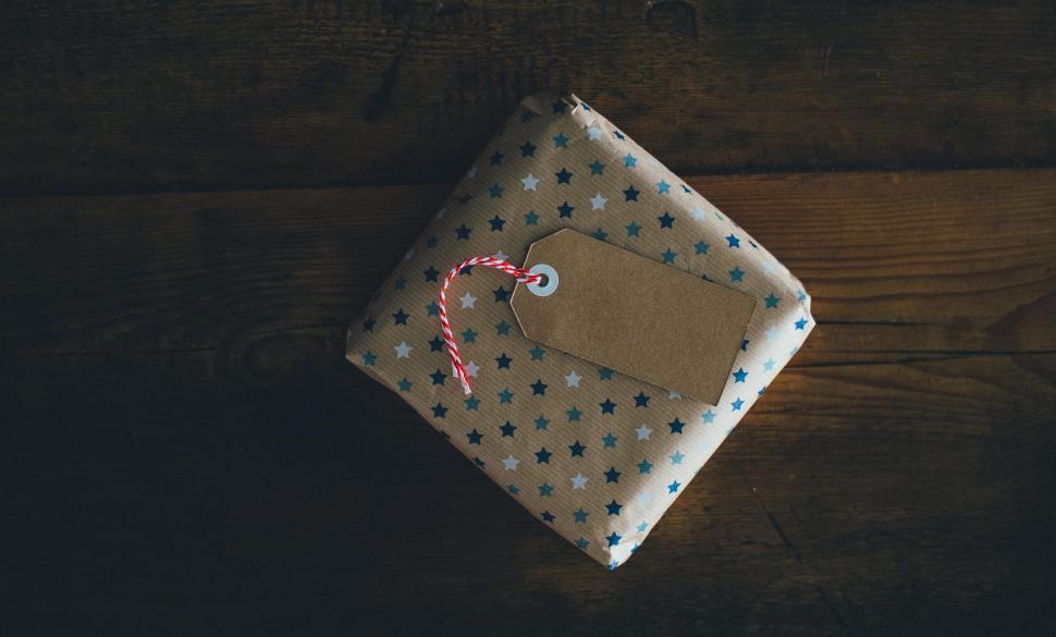 Free Image of Wrapped Gift with tag  