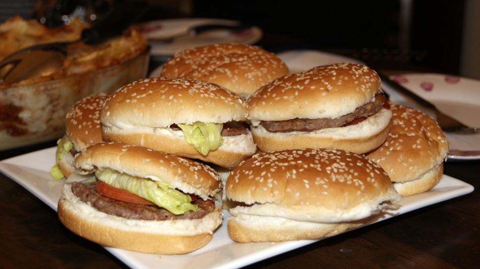Free Image of Pile of burgers  