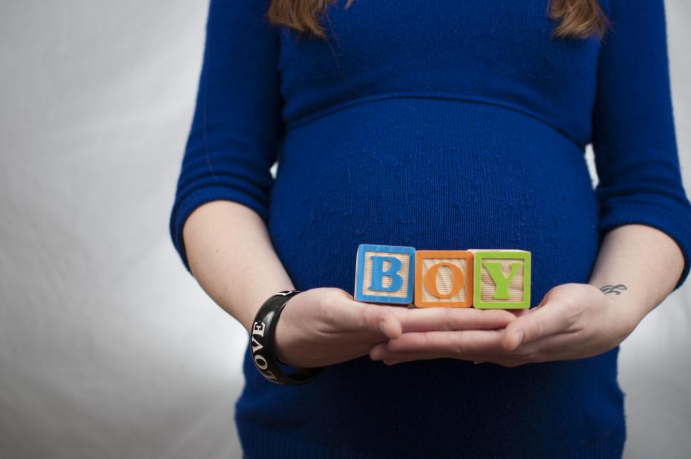 Free Image of Pregnant Woman with BOY Alphabets  
