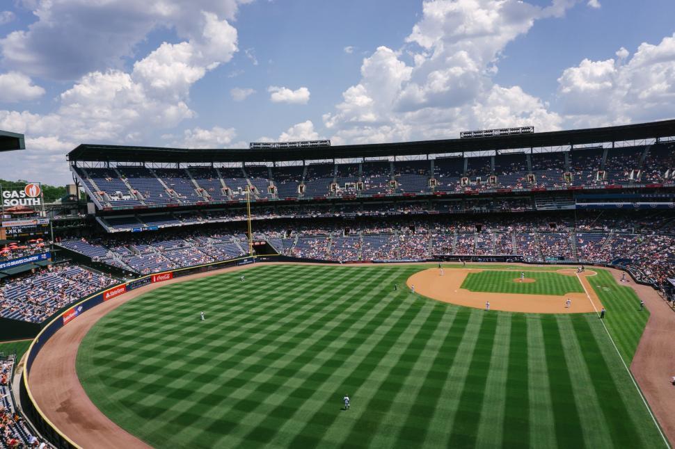 Free Image of Baseball park with live match  