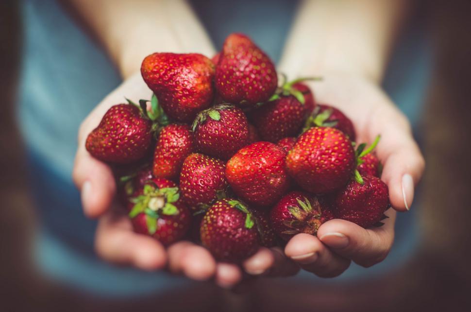 Free Image of Strawberries and hands  