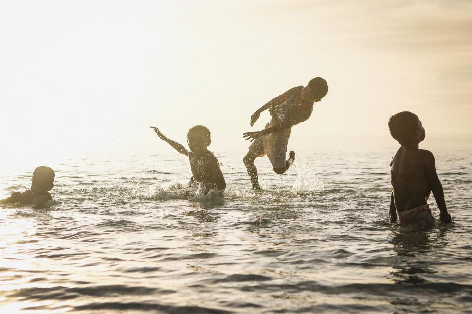 Free Image of Children playing in beach  