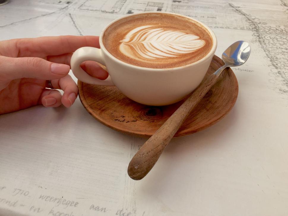 Free Image of Cappuccino and Hand  