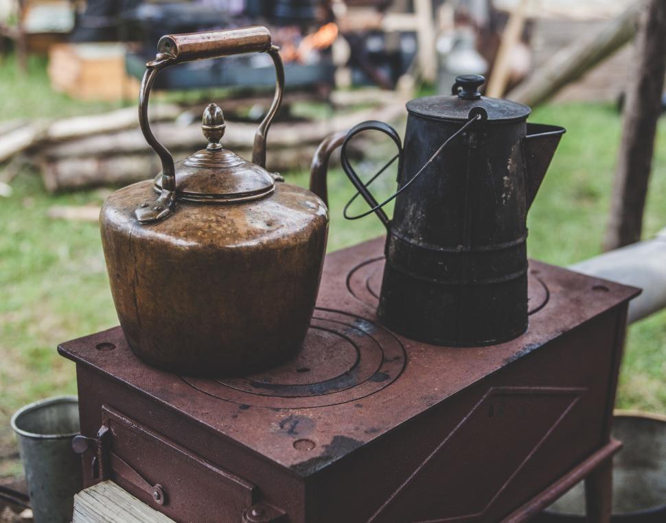Free Image of Outdoor View of Two Vintage Kettle  