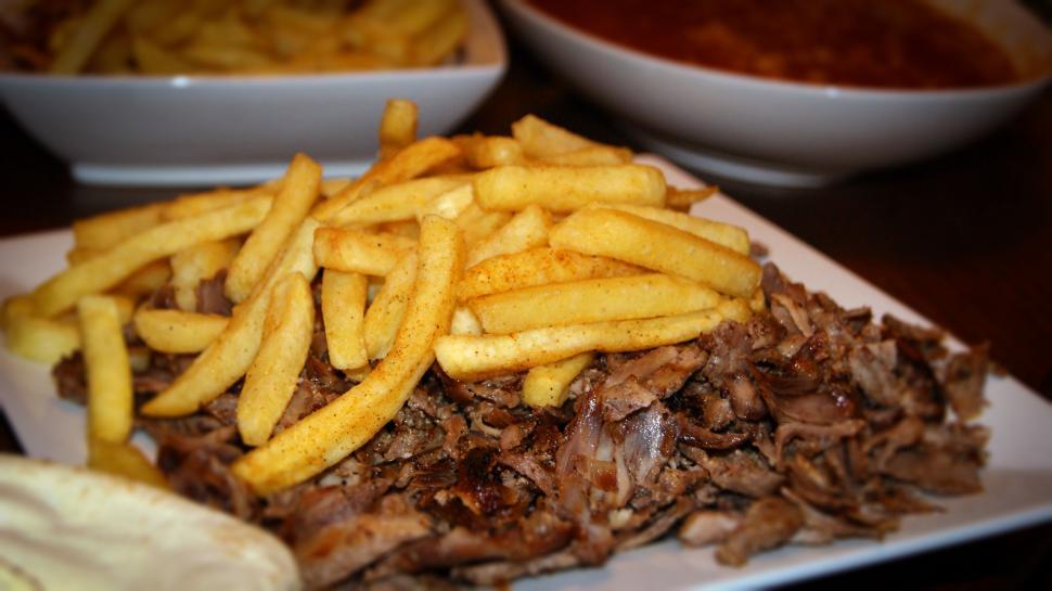 Free Image of French Fries and Meat  