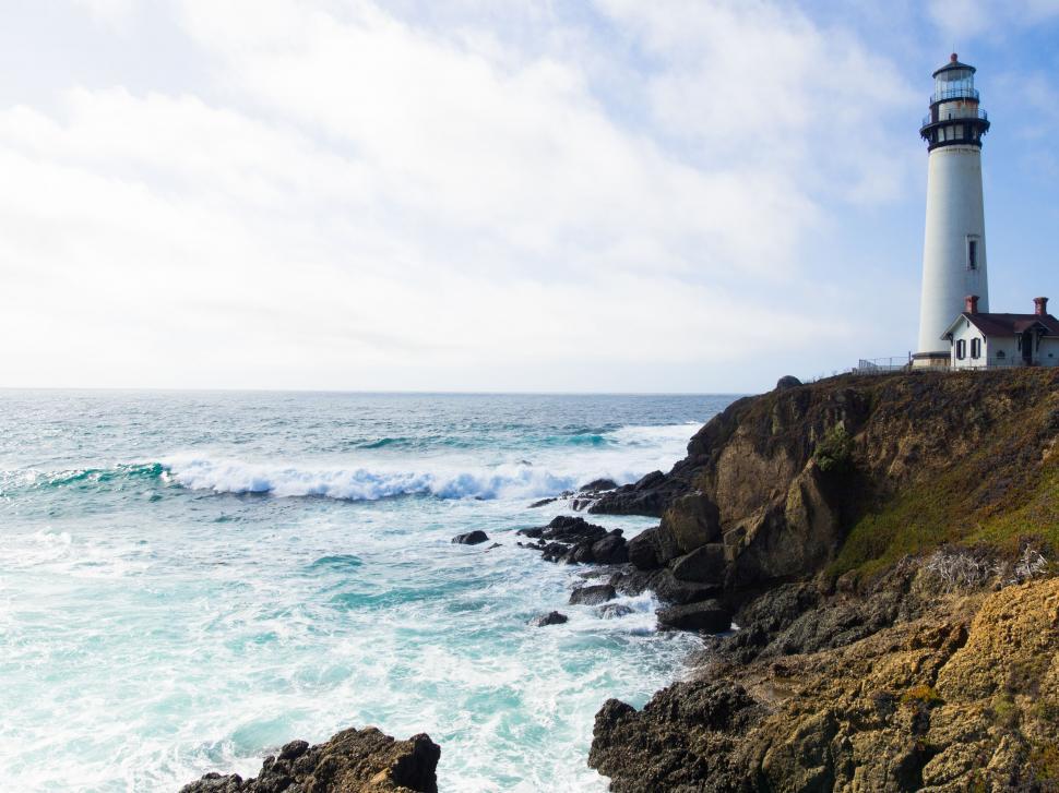 Free Image of Light House by Sea  