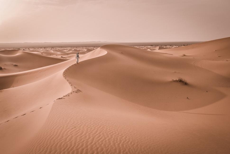 Free Image of Arab Man Walking on Desert  