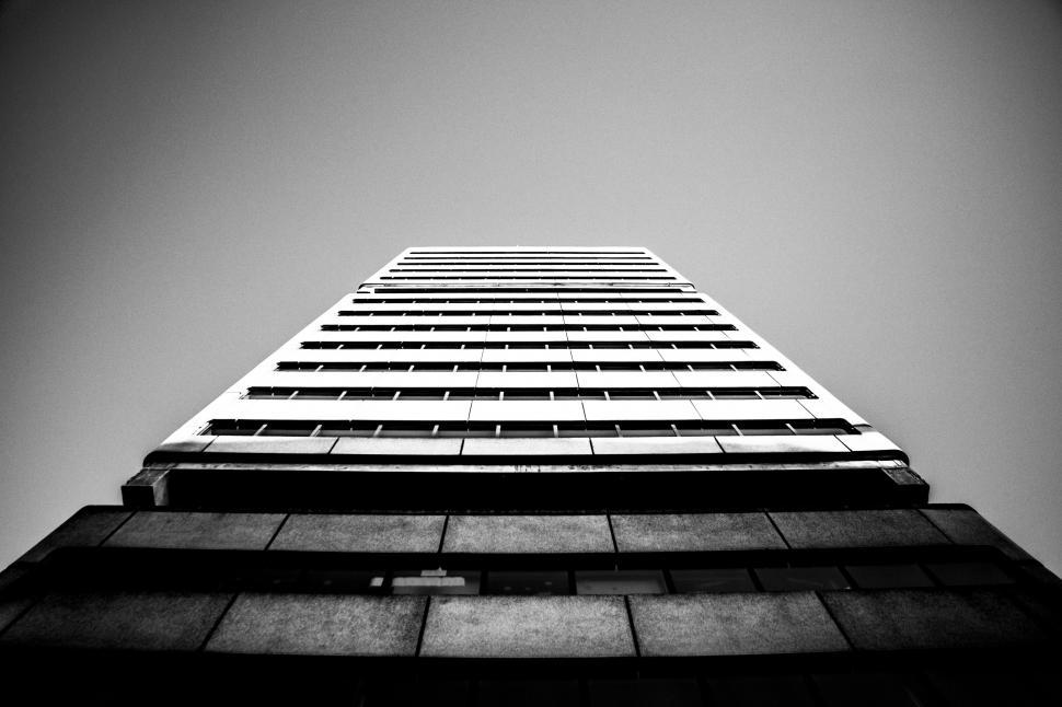 Free Image of Building From Down - Black and white  