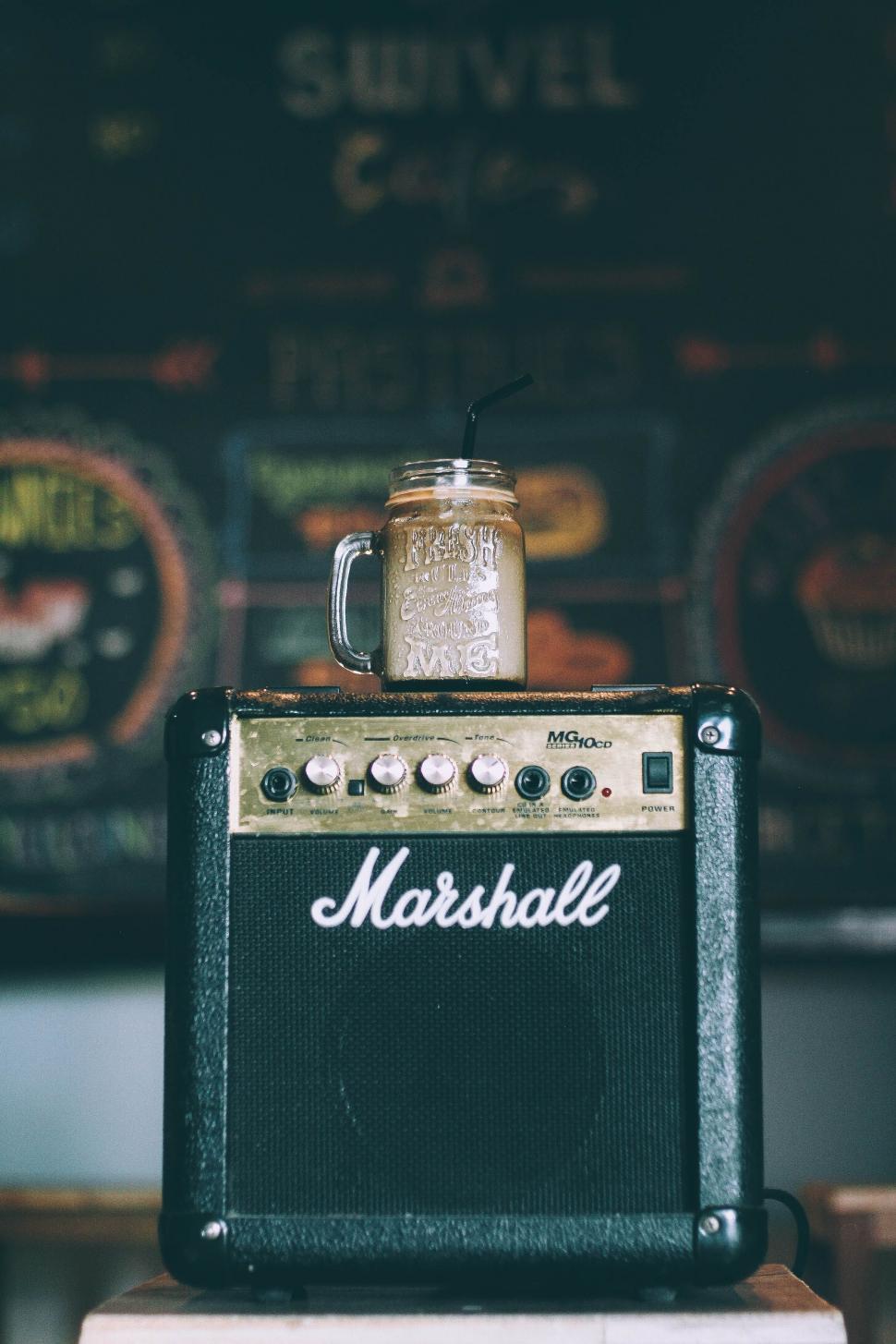 Free Image of Marshall Music Amplifier with Milk Shake  