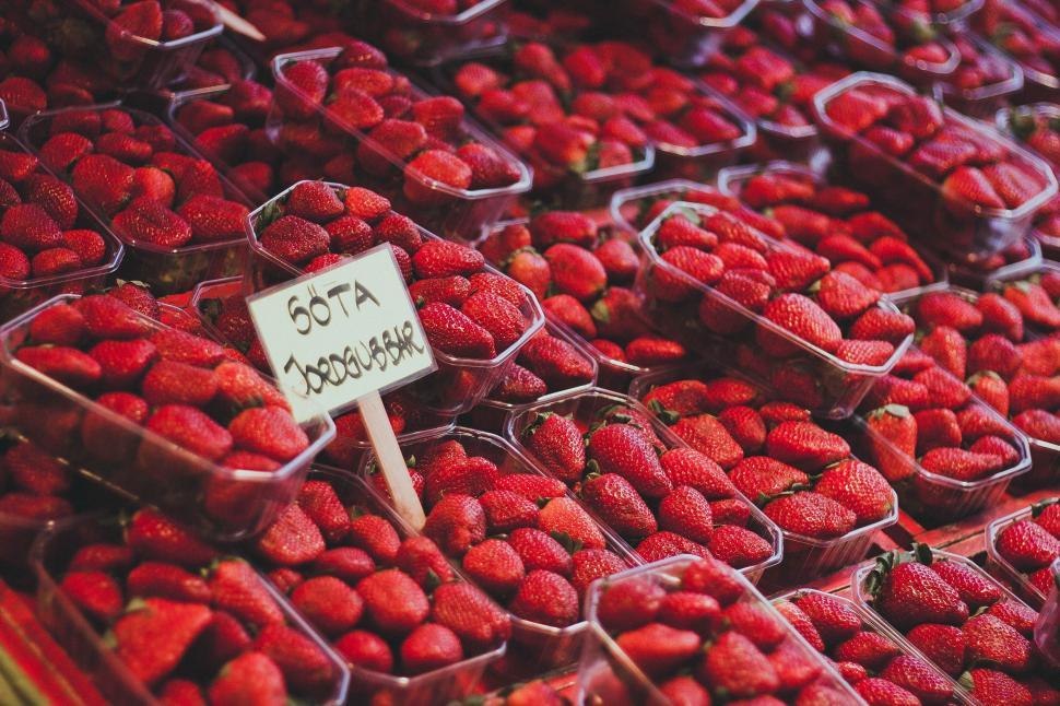 Free Image of Strawberries on Display in Market  