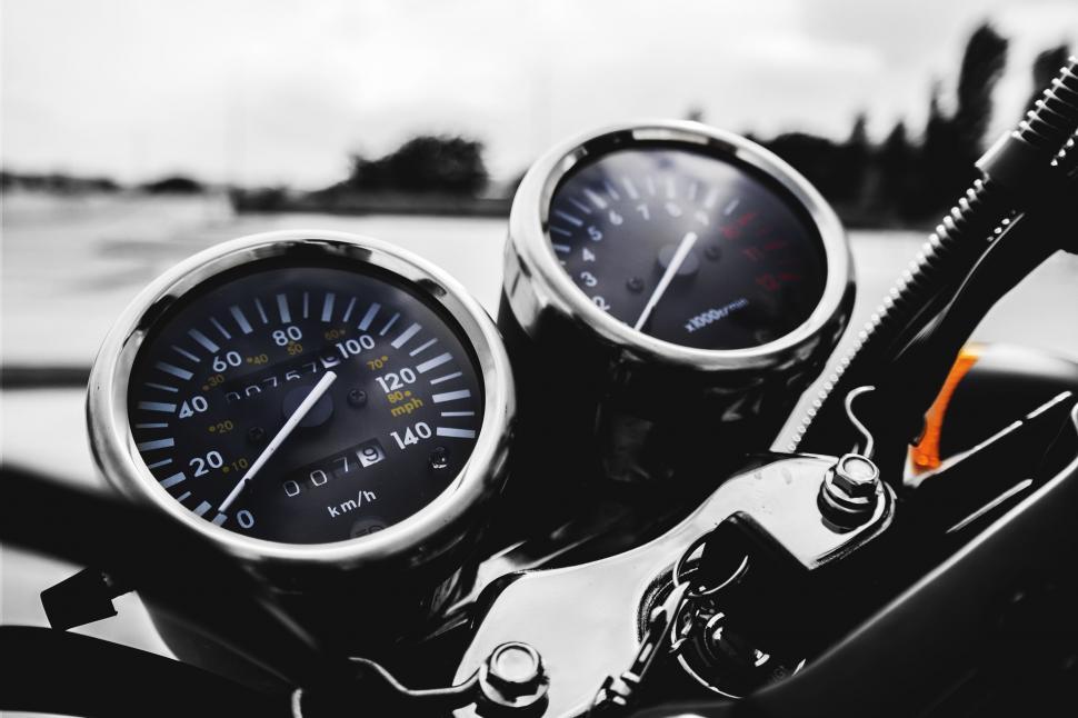 Free Image of Vintage Motorcycle Speedometer Gauges 