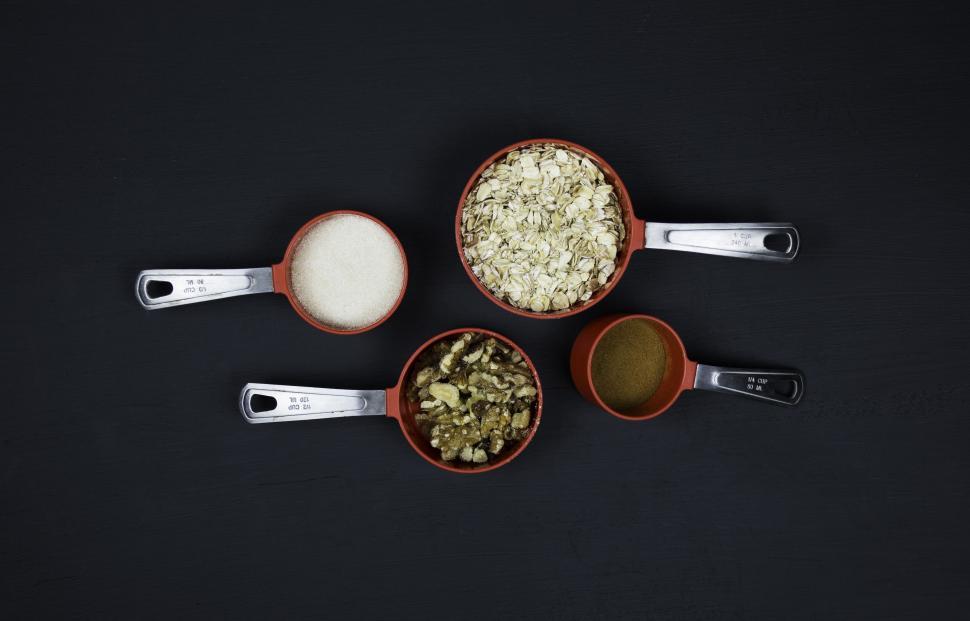 Free Image of Four Spoon Filled With Ingredients 