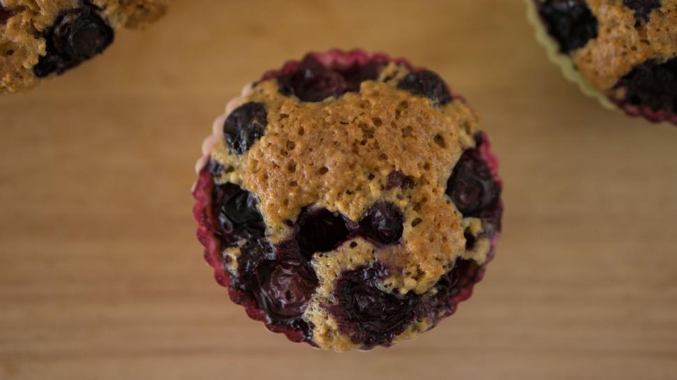 Free Image of Blueberry Cupcake - Top View  