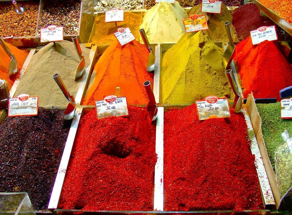 Free Image of Spices Stall in Market For Sale  