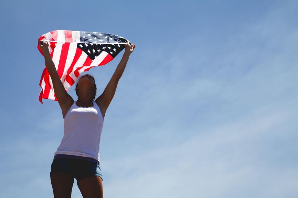 Free Image of Woman with Flag  