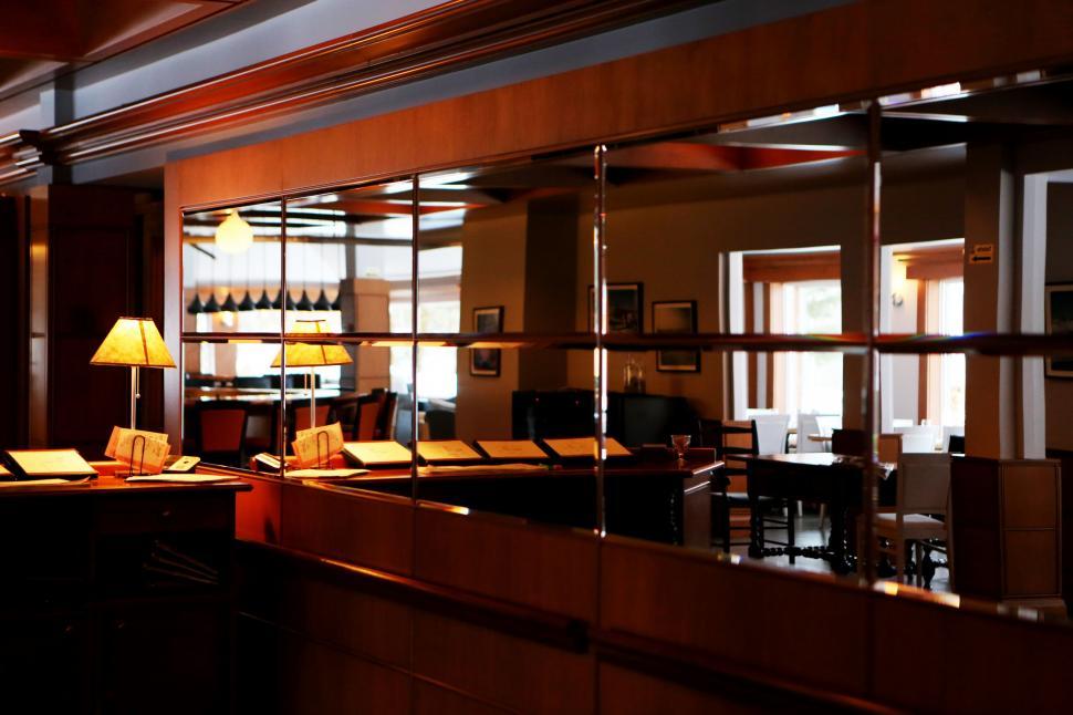Free Image of Inside View of Restaurant With Counter  
