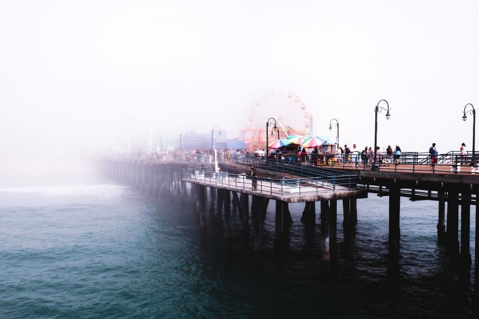 Free Image of Pier in Fog on river  