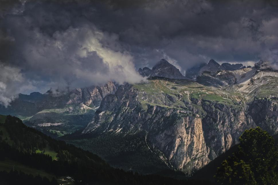 Free Image of Dark Clouds and Mountains 
