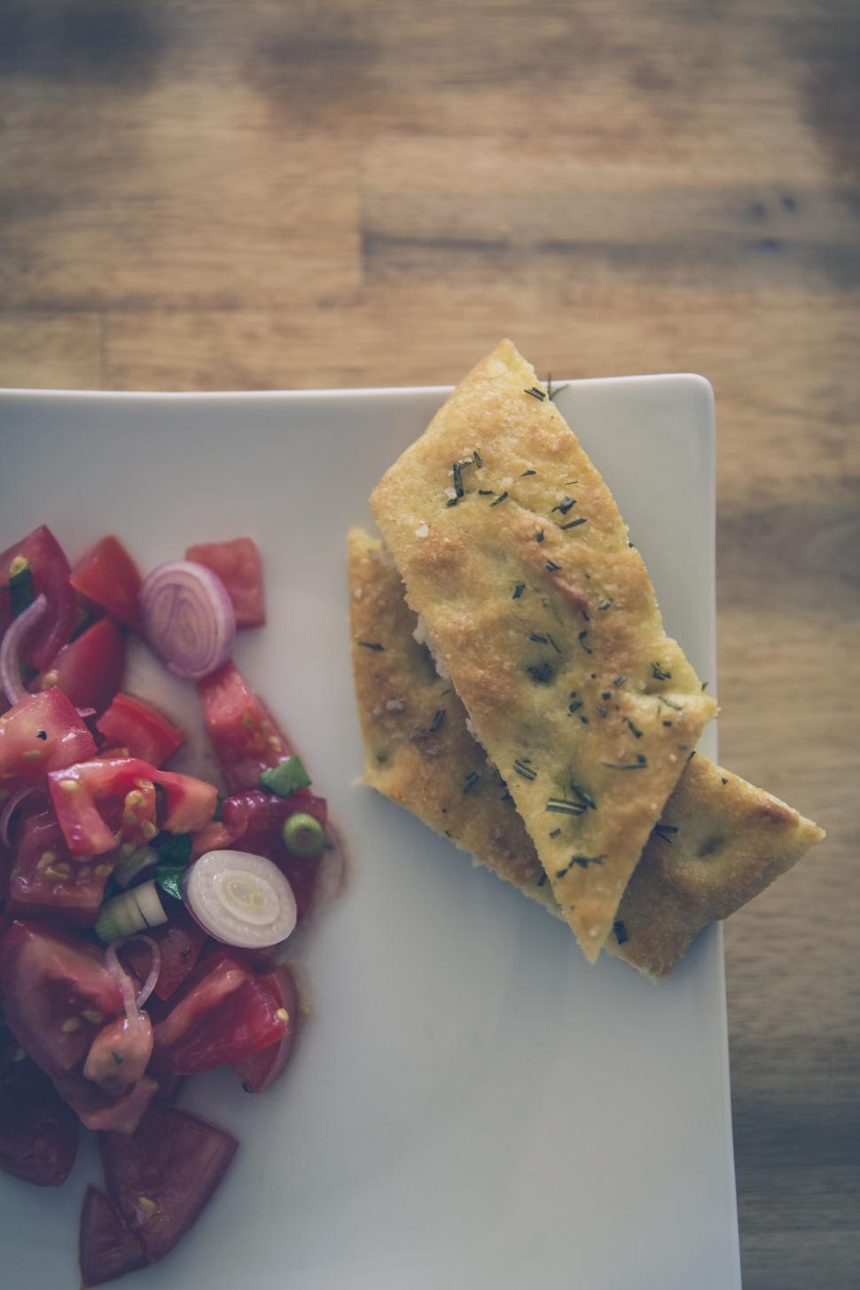 Free Image of Focaccia with Salad  