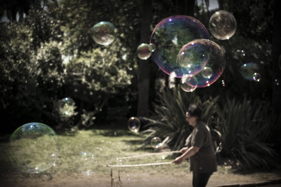 Free Image of Soap bubbles and Woman  