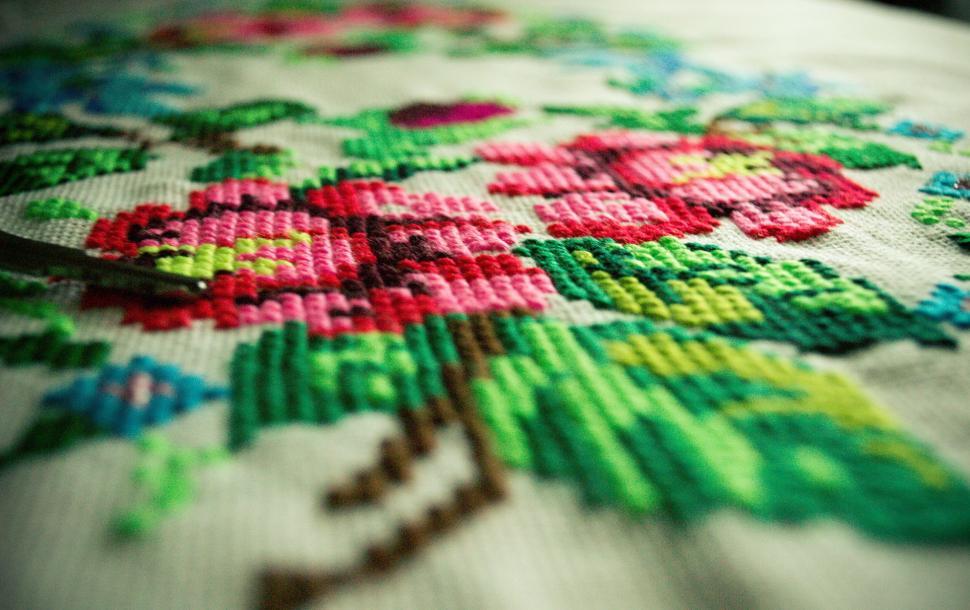 Free Image of Colorful Embroidery on fabric 