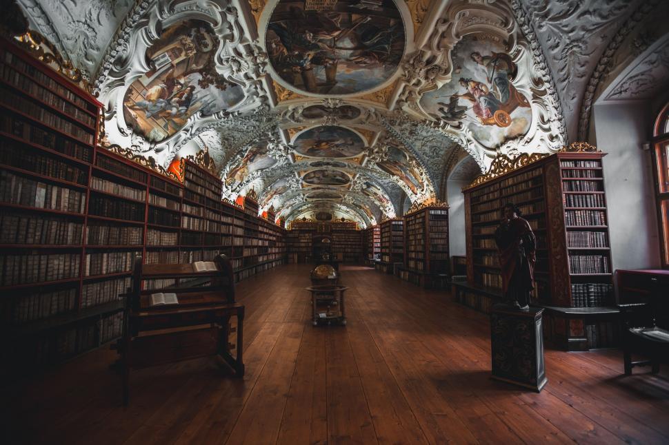 Free Image of Inside View of Vintage Library  