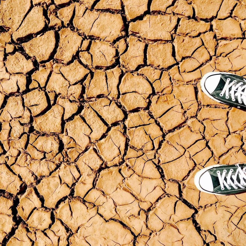 Free Image of Feet on dry ground cracks 