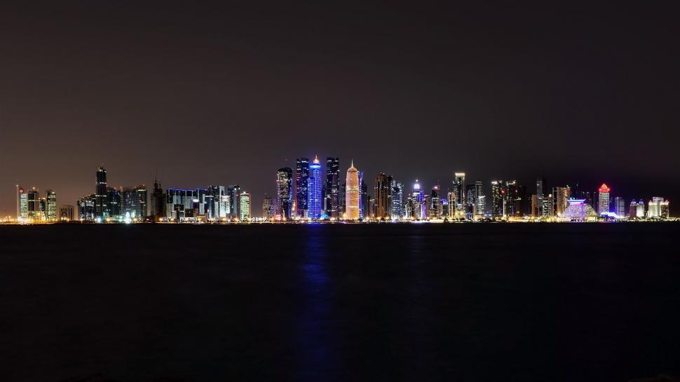 Free Image of Night View of Skyscrapers  