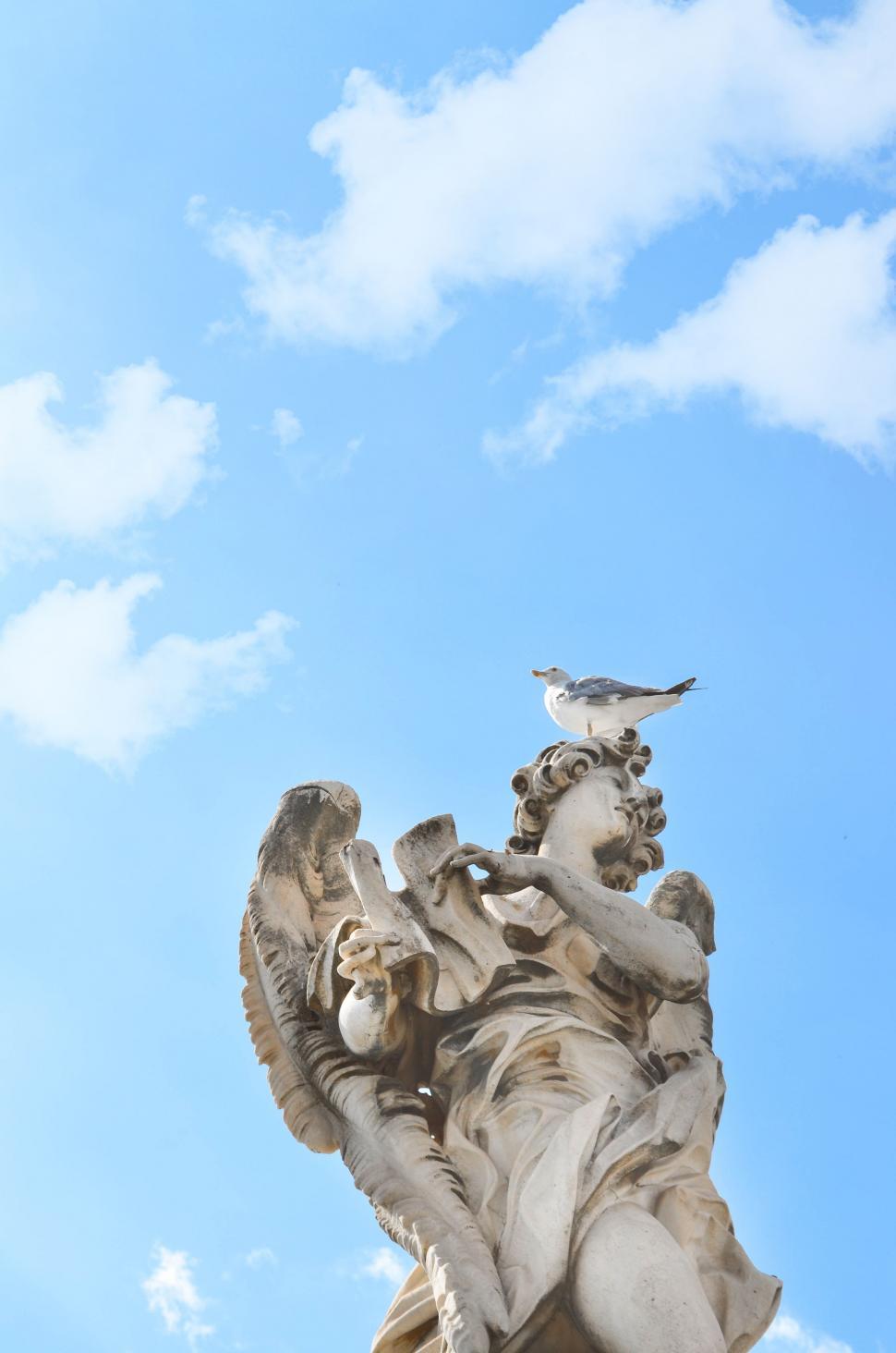 Free Image of Bird on top of statue 