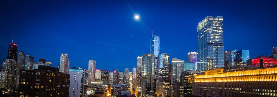 Free Image of Skyscrapers and Moonlight 
