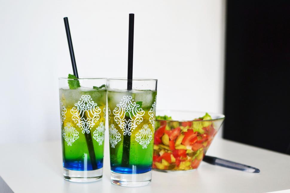 Free Image of Cocktail Glasses and Fruit Salad  