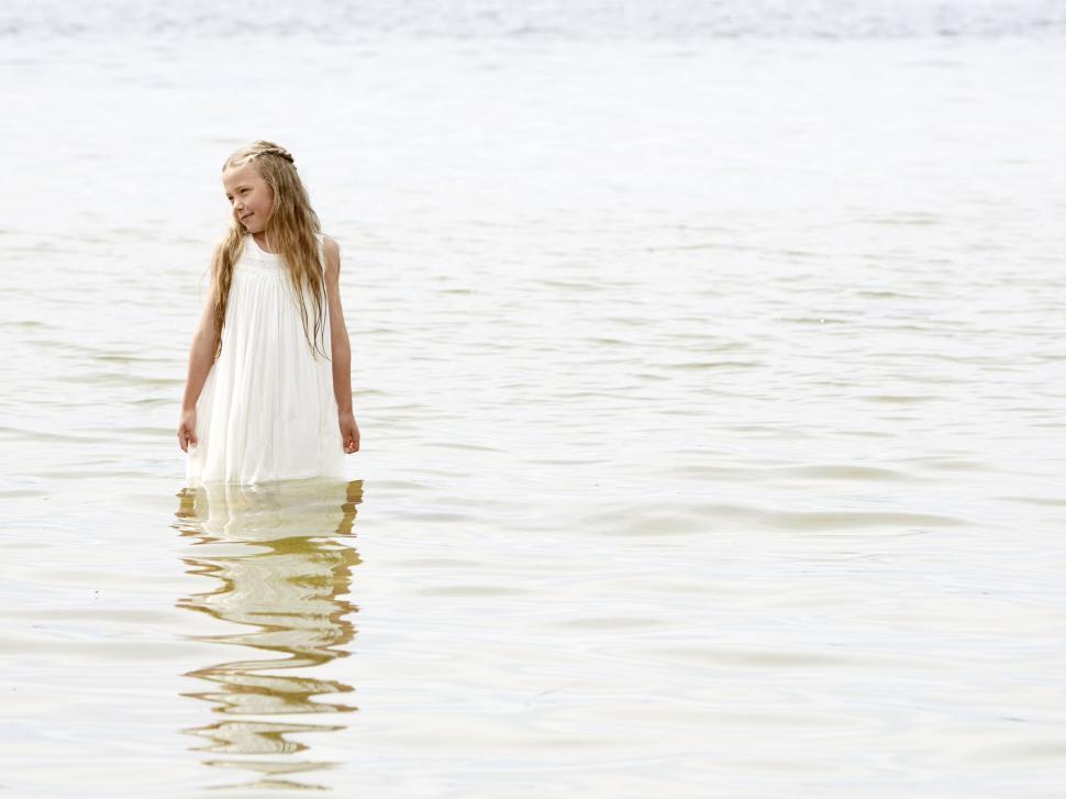 Free Image of Caucasian Girl Child in Water  