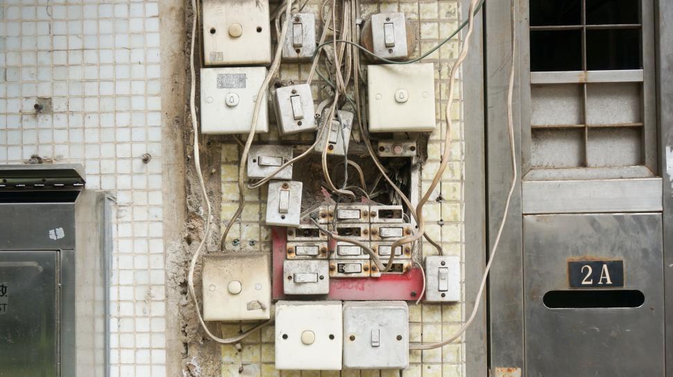 Free Image of Electrical Switches on wall 