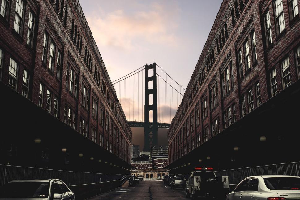 Free Image of Golden Gate Bridge and Buildings  
