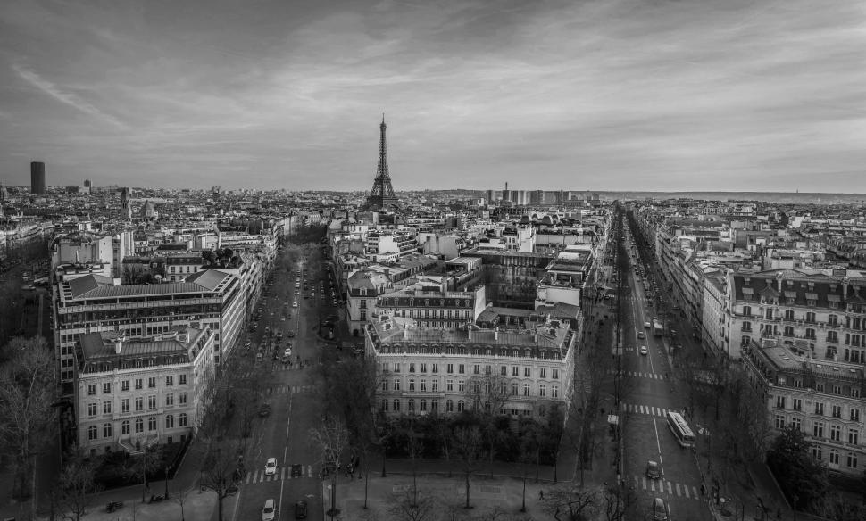Download Free Stock Photo of Paris in Black and White  