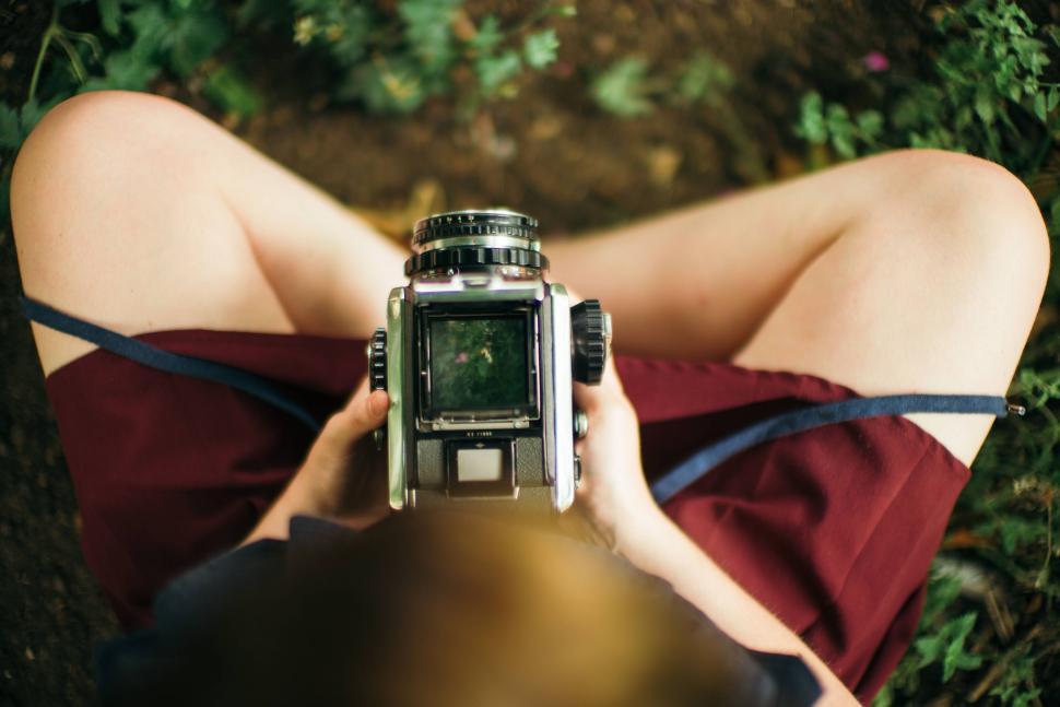 Free Image of Woman with Analog camera 
