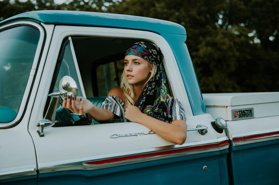 Download Free Stock Photo of Woman in Pickup Truck 