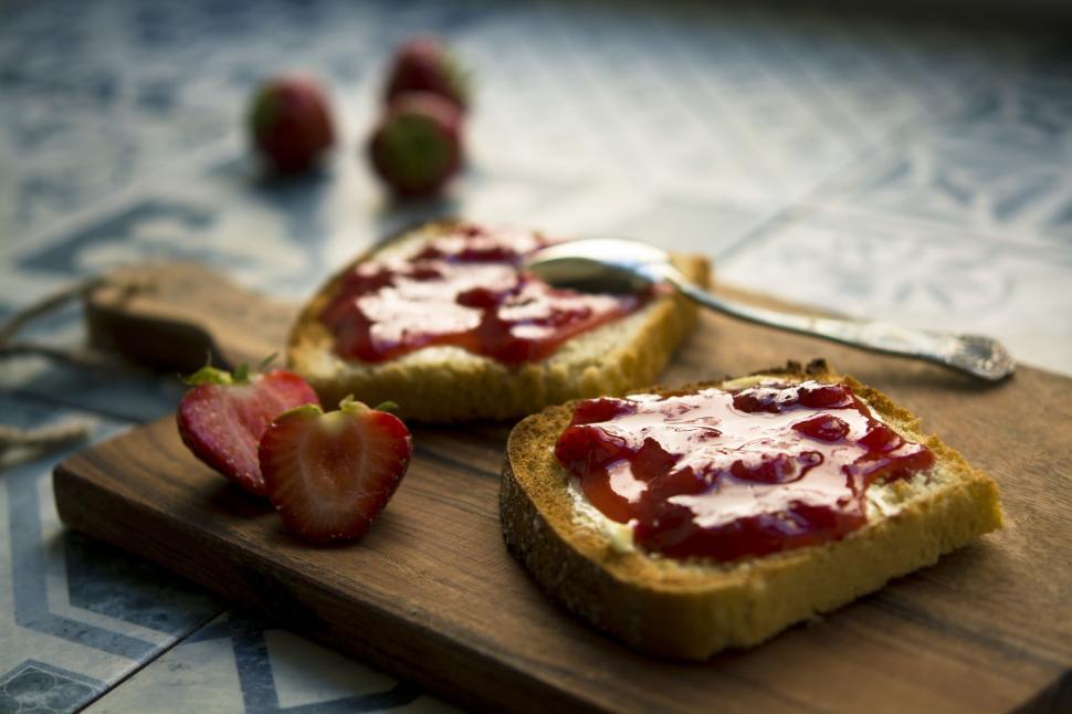 Free Image of Red Jam on Bread  