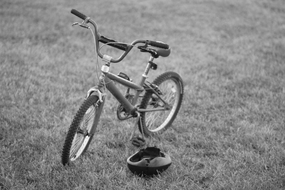 Free Image of Bicycle and Helmet - Monochrome  