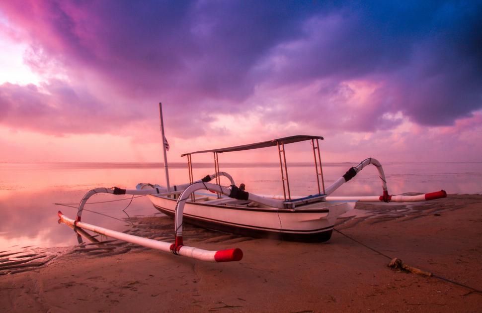 Free Image of Colorful Sky and Boat  