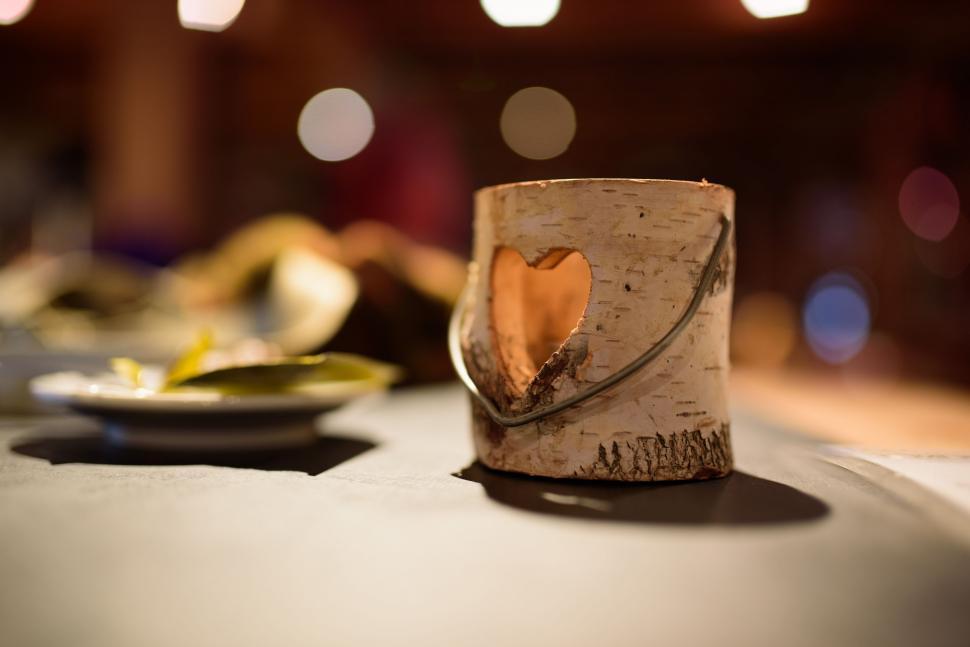 Free Image of Heart Shape on wooden Cup  