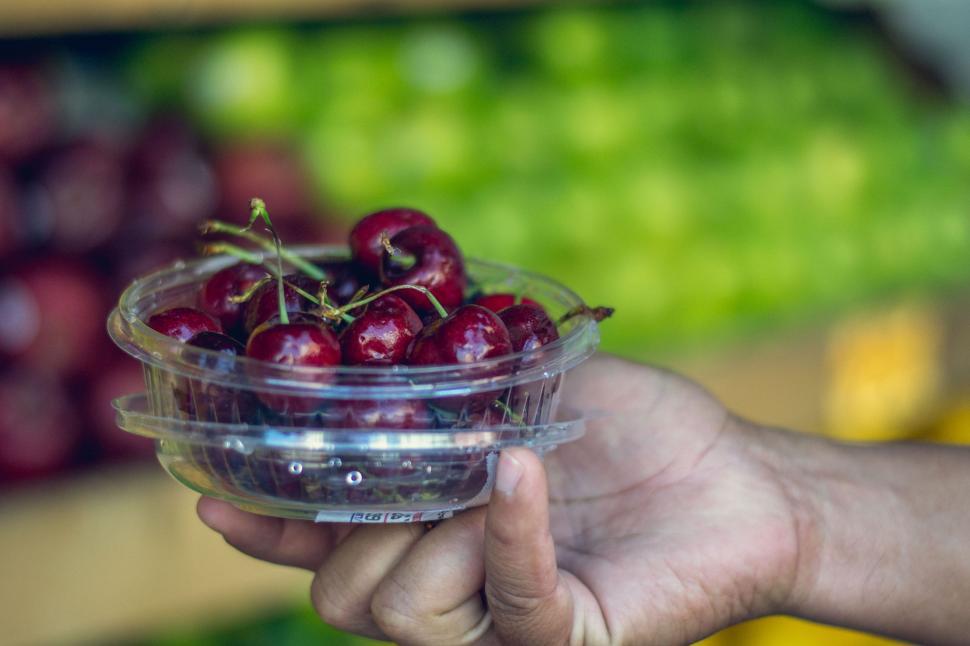 Free Image of Cherry in Plastic Container  
