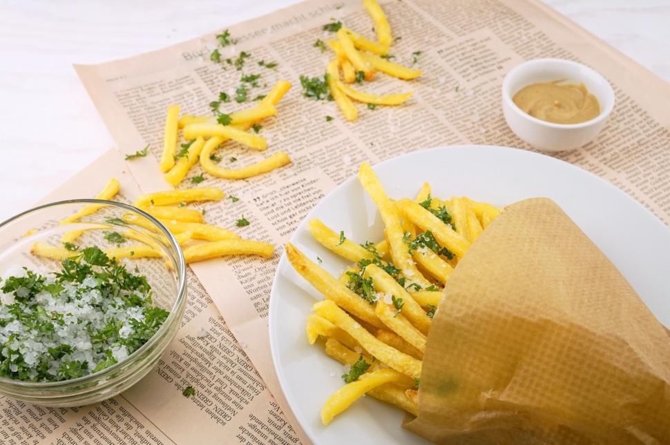 Free Image of French Fries on White Plate  