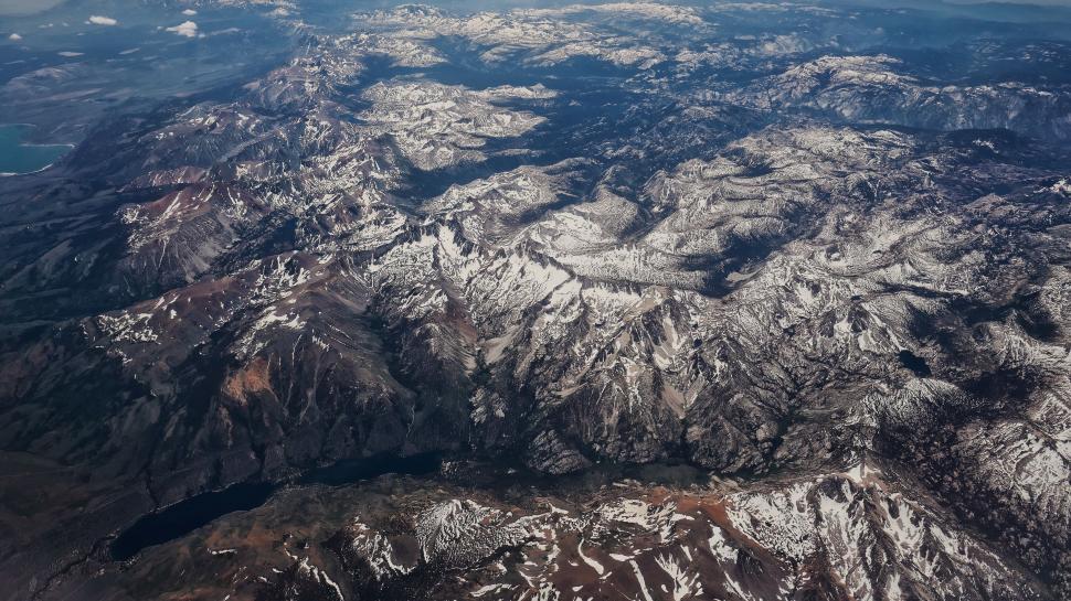 Free Image of Snow Mountains from above  