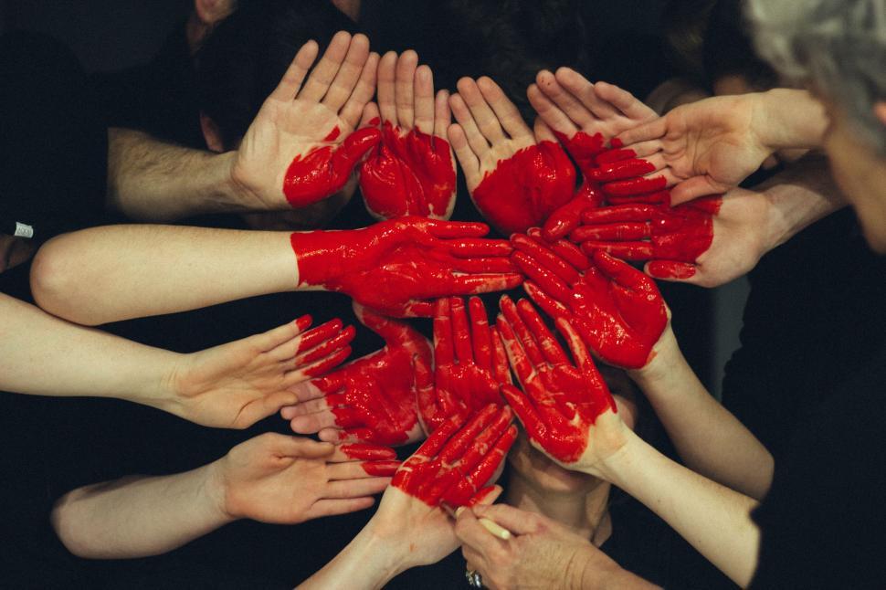Free Image of Red Paint Hands - Heart  