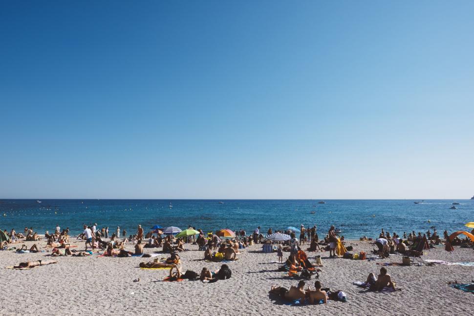 Free Image of People sunbathing at beach 